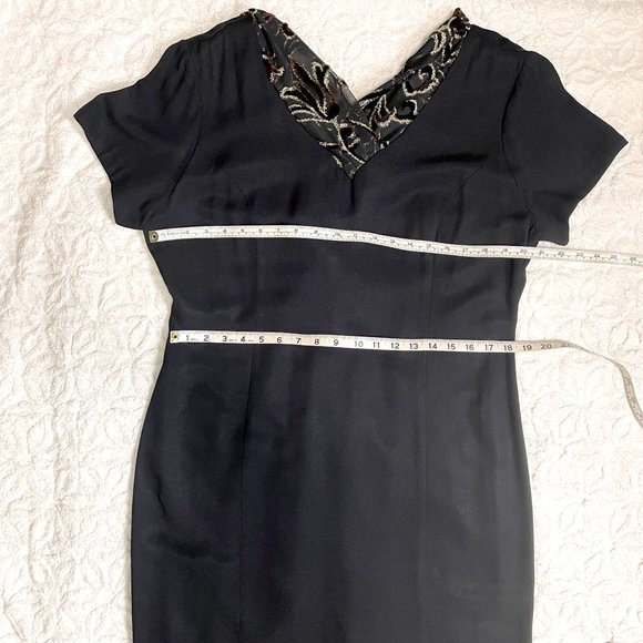 Incite black party dress with scarf down the back - 1980s vintage - size large - Picture 7 of 8